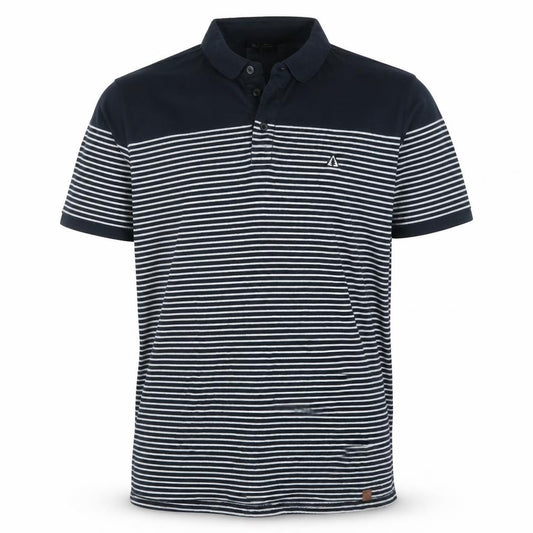 Front view of PARK men’s black striped t-shirt, size L