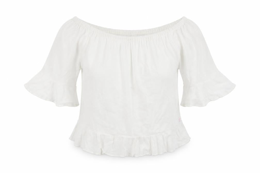 Front view of Papaya women’s white basic blouse, size L