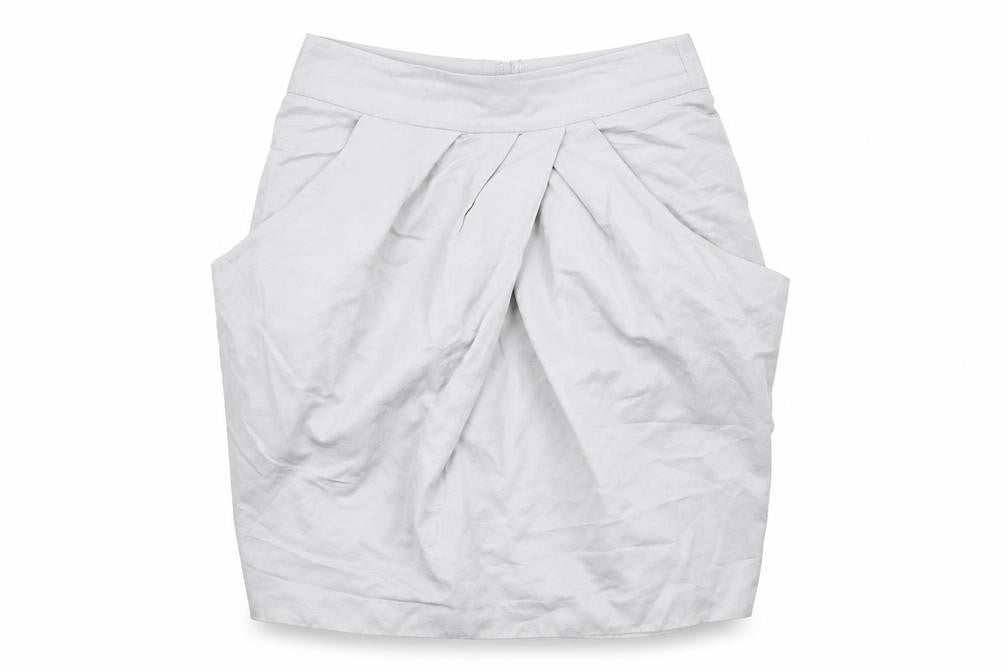 Front view of Topshop women’s grey a-line skirt, size UK 8