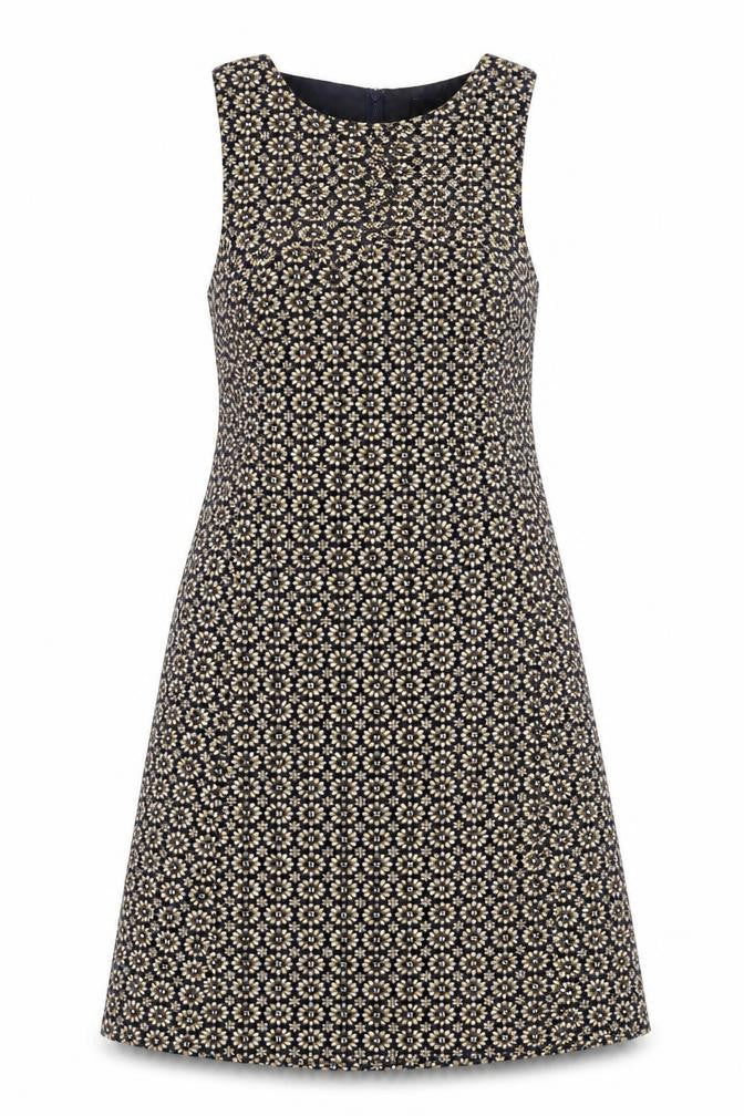 Front view of New Look women’s black floral a-line, size UK 8