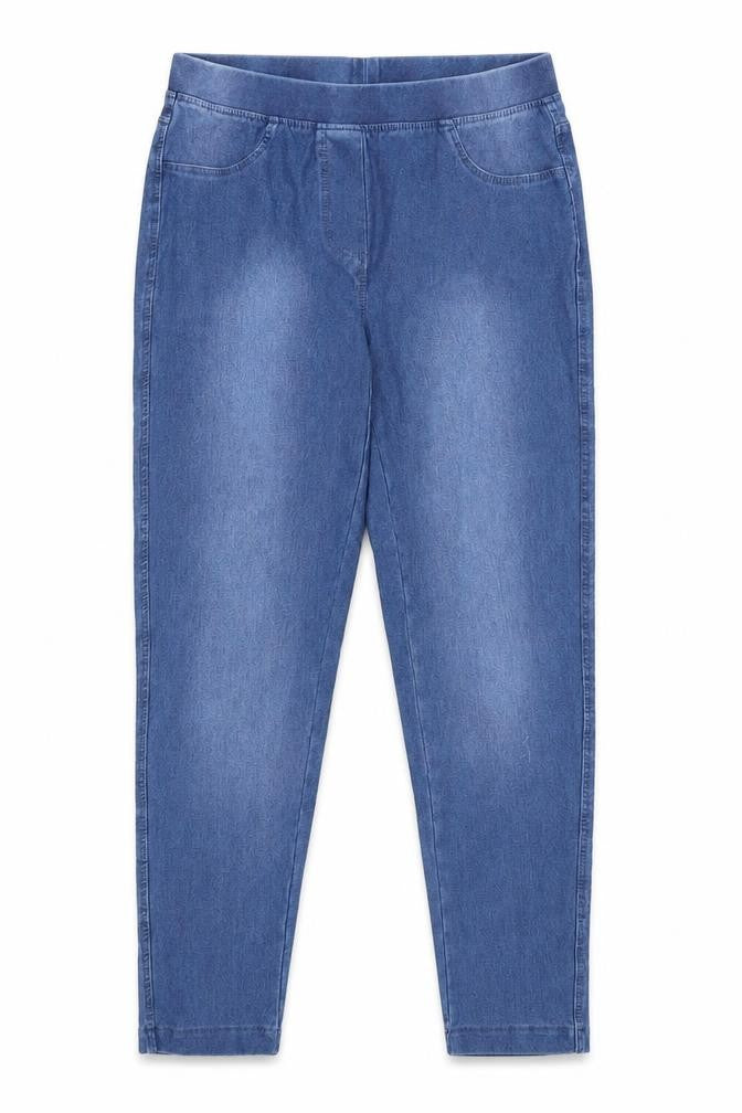 Front view of Pepperts girls’ blue jegging jeans, size 9-10, years