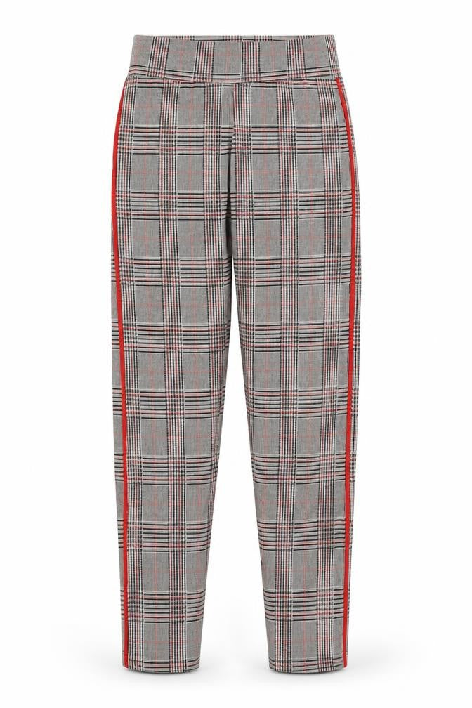 Front view of Marks & Spencer women’s brown plaid trousers, size UK 6, 25.5-inch leg