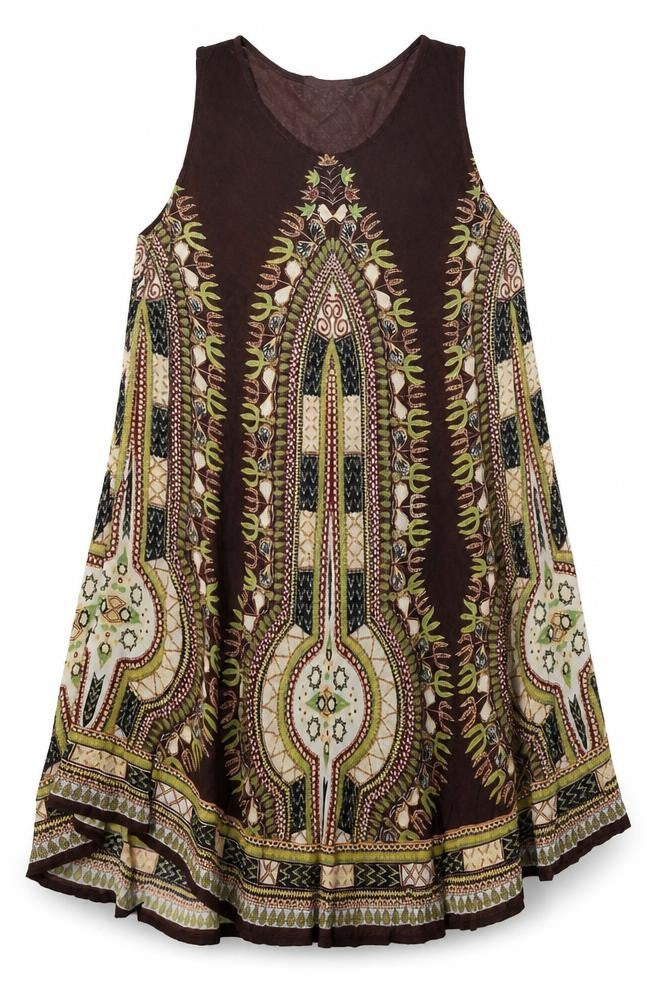Front view of Odel women’s brown paisley a-line, size UK 10