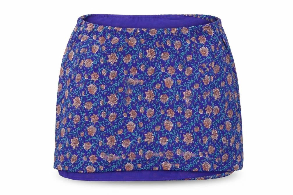 Front view of H&M women’s blue floral basic blouse, size UK 10