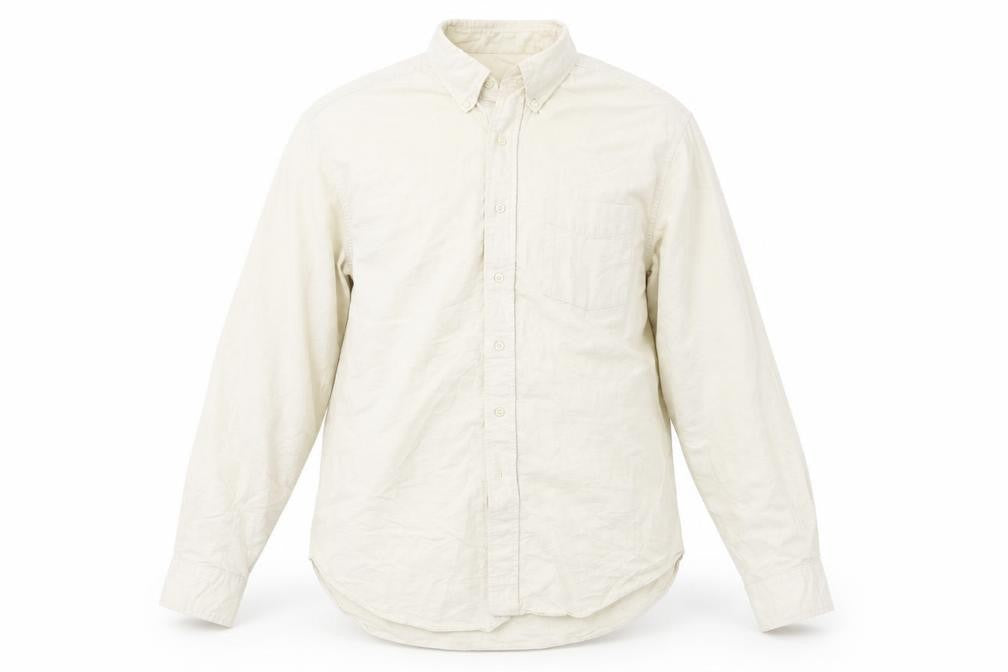 Front view of Preworn men’s beige button-up, size 16