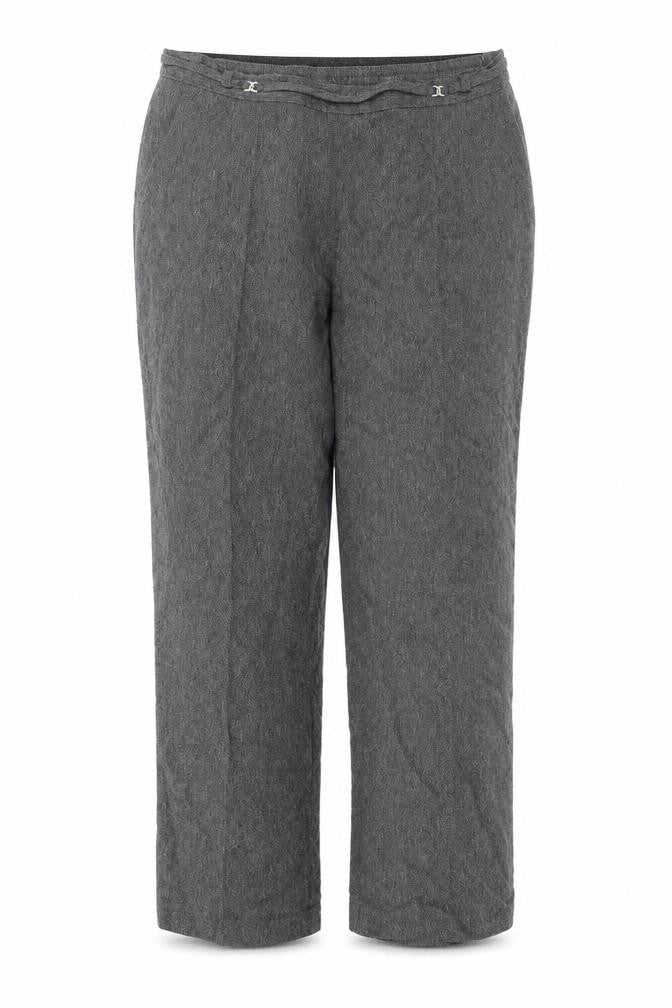 Front view of Marks & Spencer women’s beige trousers, size UK 12, 23-inch leg