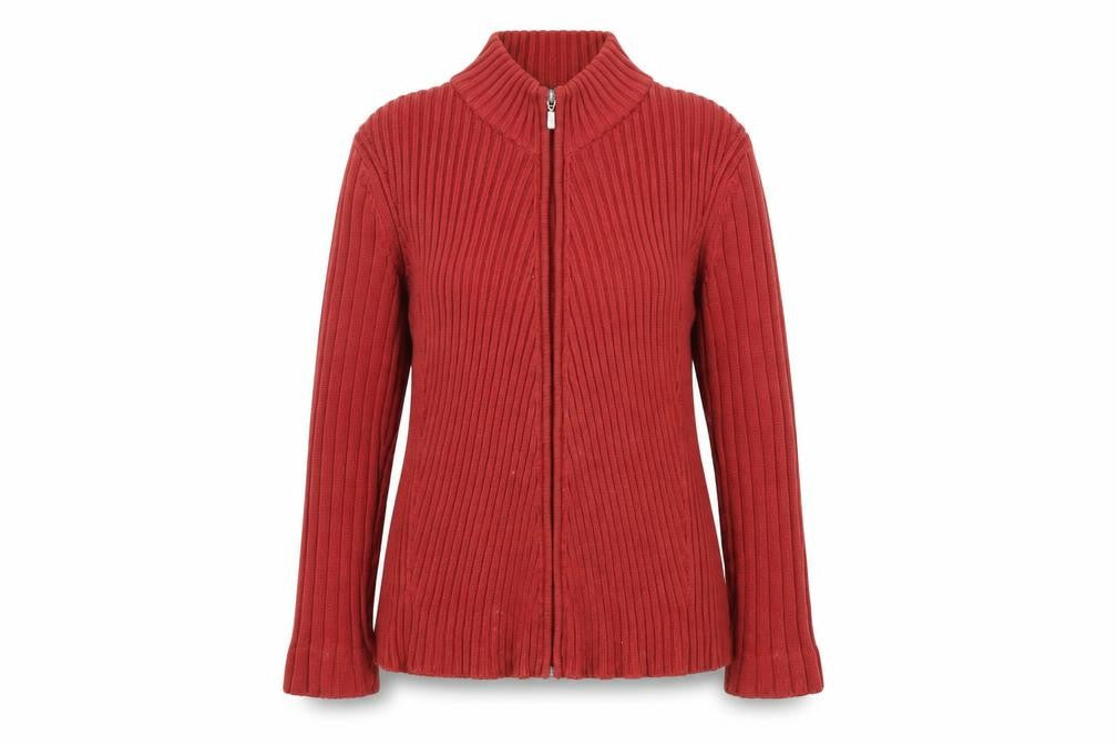Front view of Maine New England women’s red jacket coat, size UK 16, - washable marks