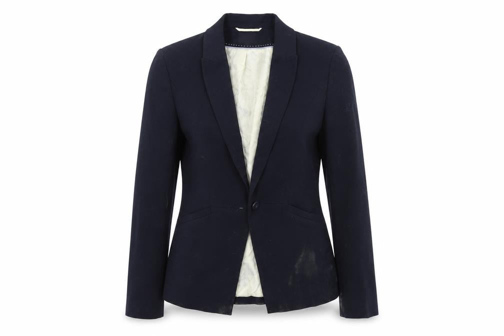 Front view of Marks & Spencer women’s blue jacket blazer, size UK 10