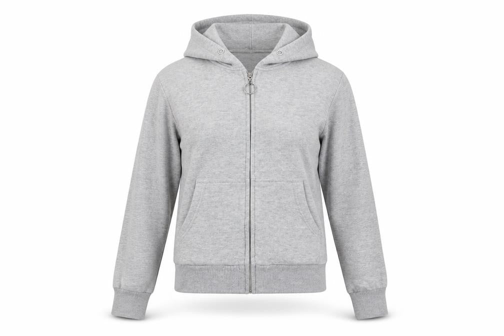 Front view of Boohoo women’s grey gilet jacket, size UK 6