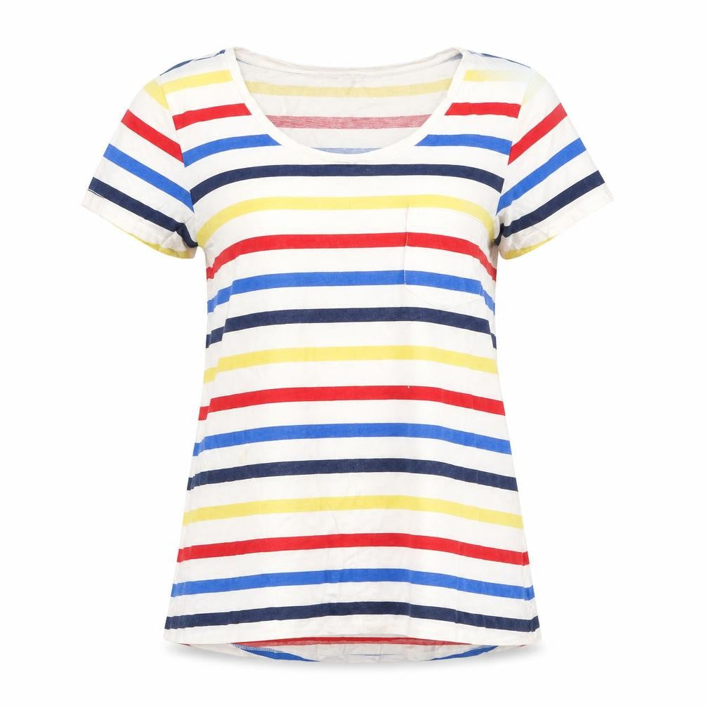 Front view of George women’s white striped basic t-shirt, size UK 6