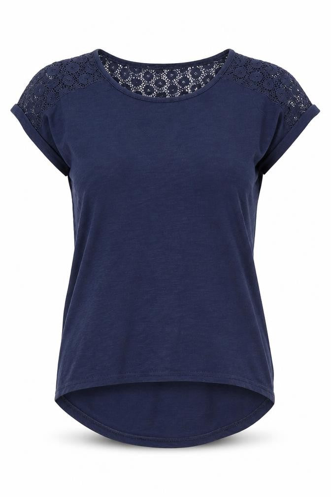 Front view of Atmosphere women’s blue basic t-shirt, size UK 10
