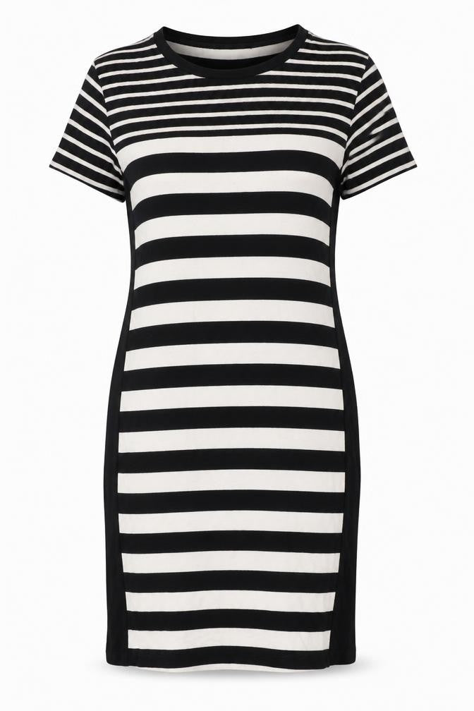 Front view of Zara women’s black striped bodycon, size S