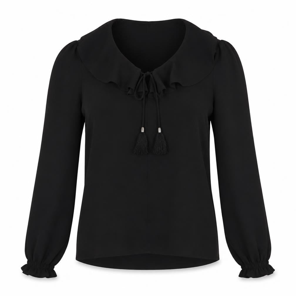 Front view of Topshop women’s black basic blouse, size UK 8