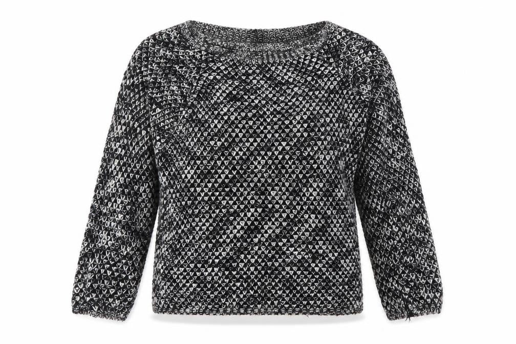 Front view of Preworn women’s black knit jumper, size M