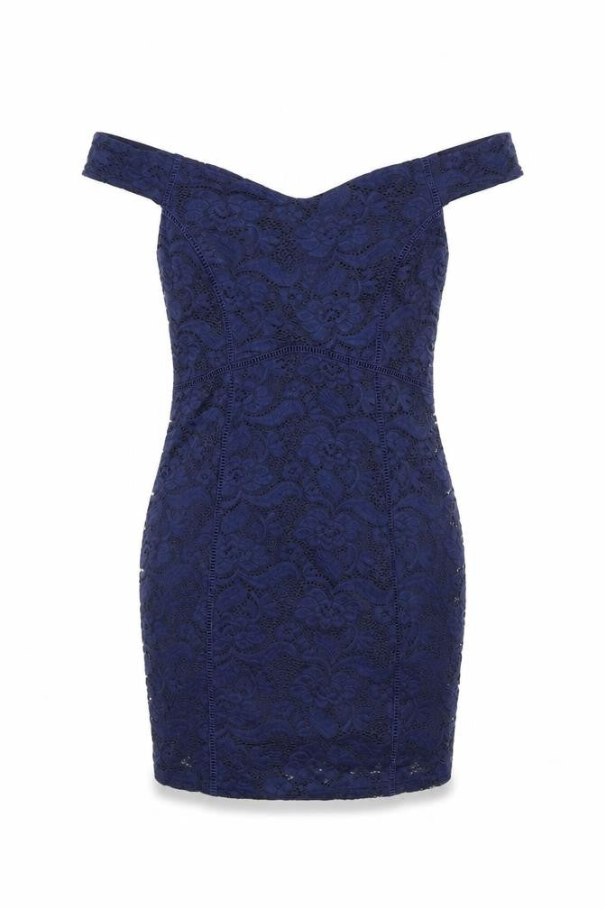 Front view of New Look women’s blue mini, size UK 12