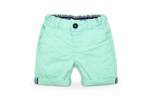 Front view of Junior J boys’ green cropped trousers, size 18, months