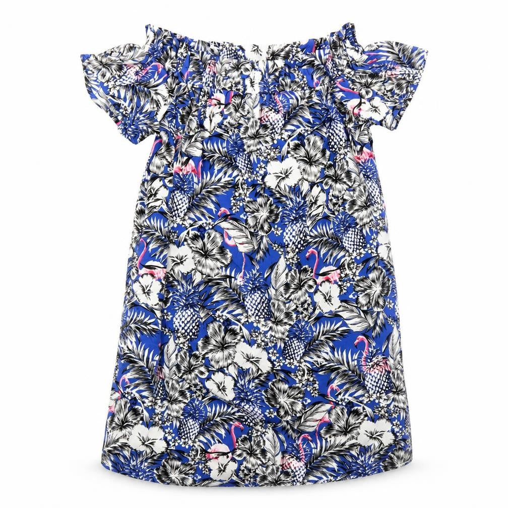 Front view of Atmosphere women’s blue floral kaftan, size UK 14