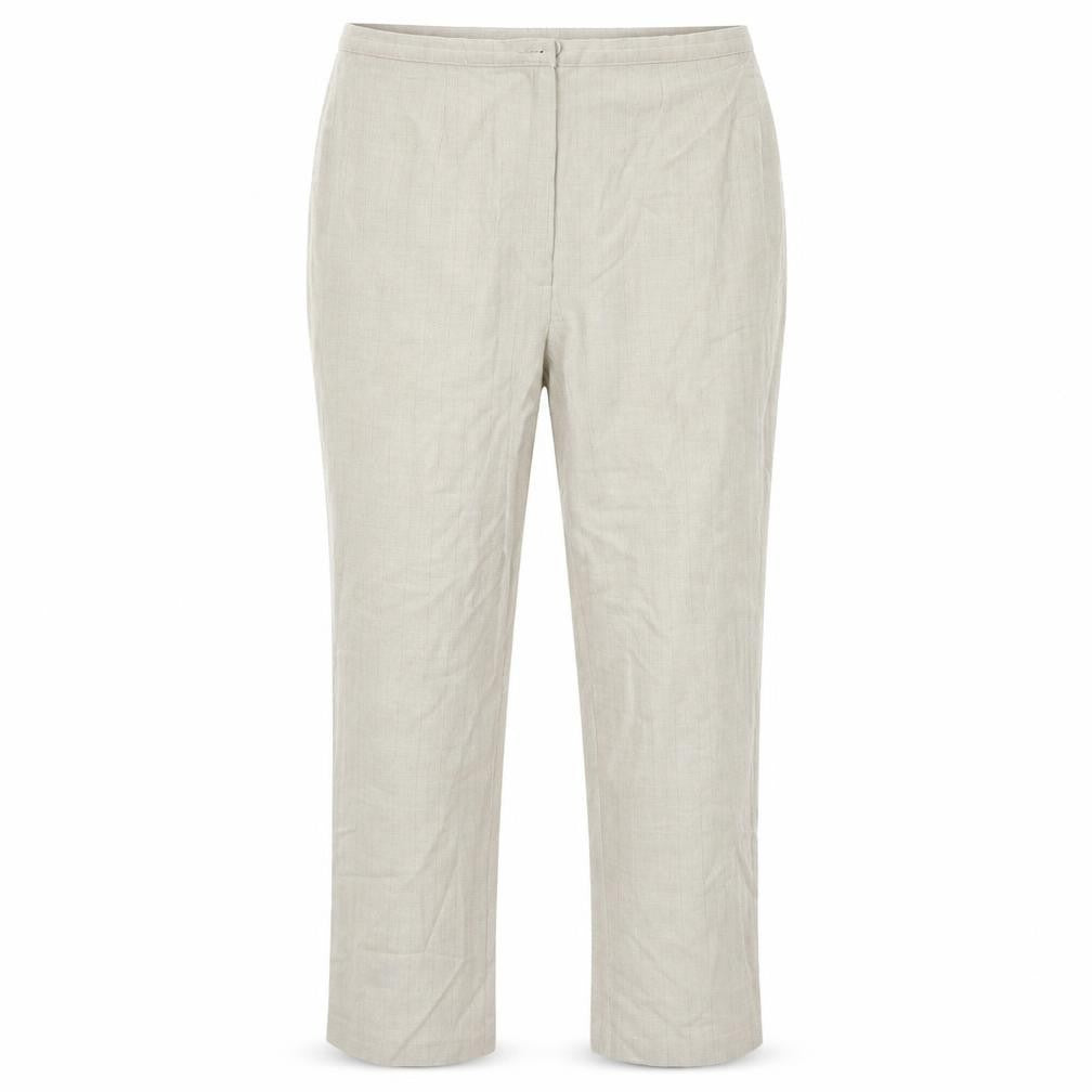 m&s Womens Beige Striped  Trousers  Size 18 L30 in