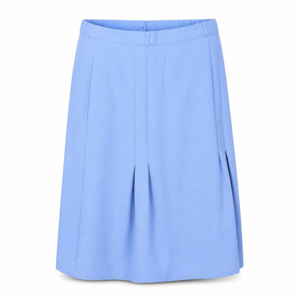 Front view of Bonmarché women’s blue flare skirt, size UK 16