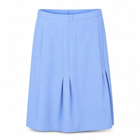 Front view of Bonmarché women’s blue flare skirt, size UK 16