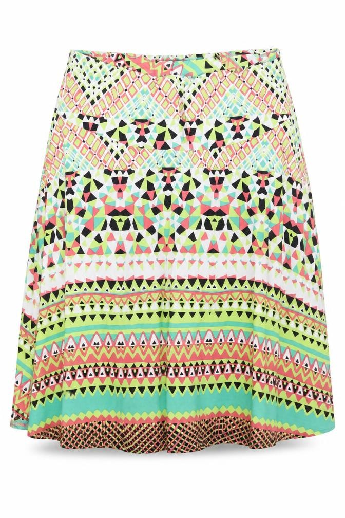 Robert Louis Womens Multicoloured Geometric  A-Line Skirt Size XL