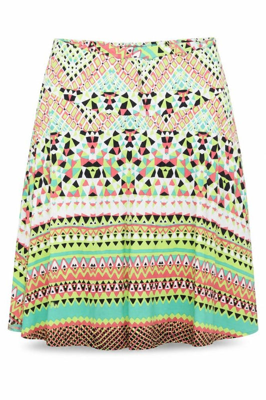 Front view of Robert Louis women’s multicoloured geometric a-line skirt, size XL