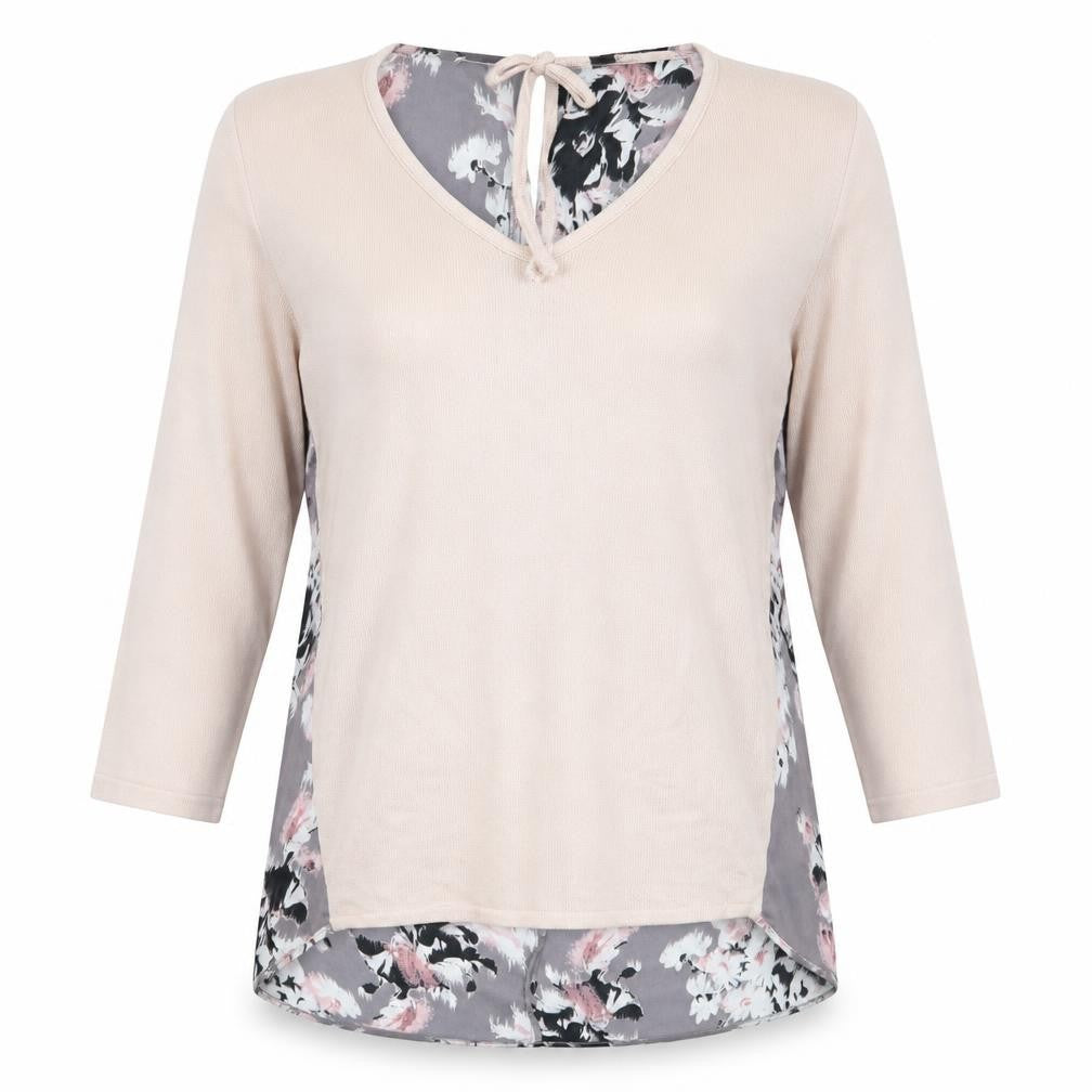 Front view of George women’s beige floral basic blouse, size UK 10