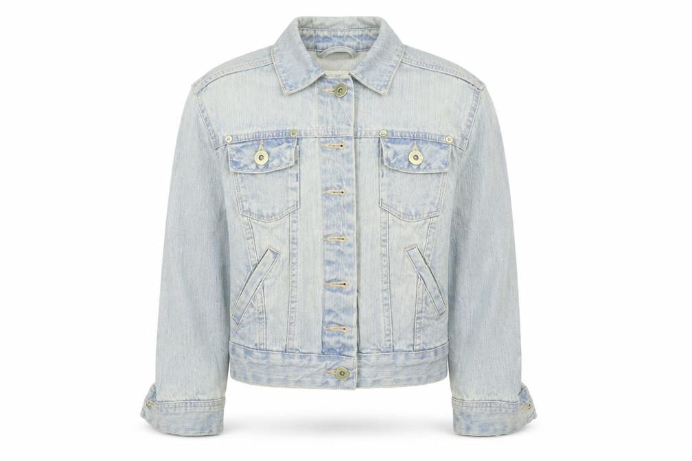 Front view of New Look women’s blue jacket coat, size UK 6