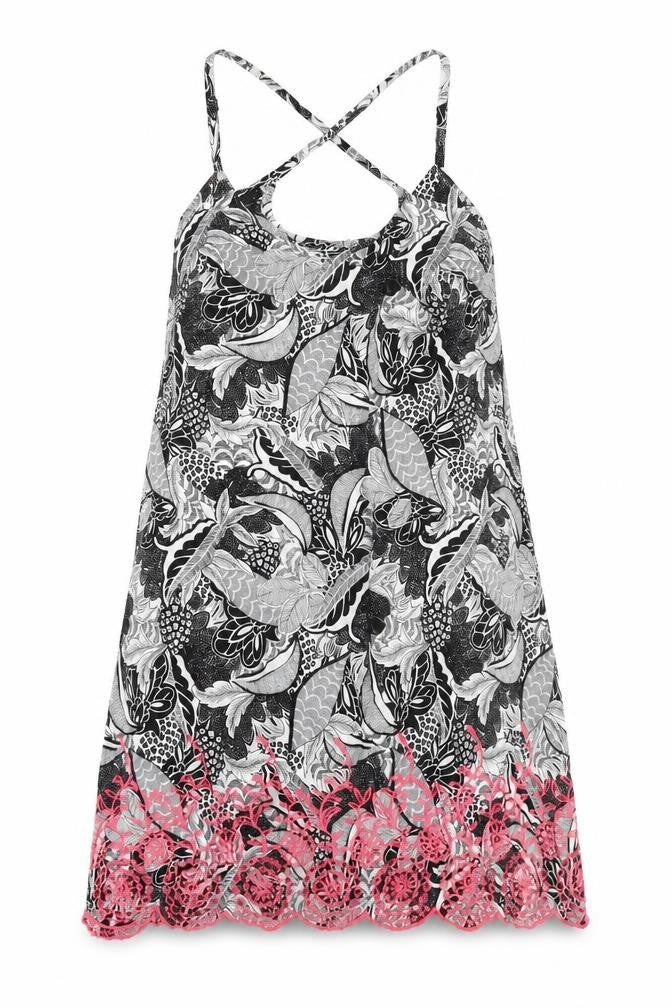 Front view of Tu women’s black floral a-line, size UK 10