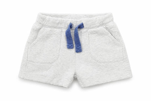 Front view of F&F boys’ grey cropped trousers, size 6-9, months - shorts