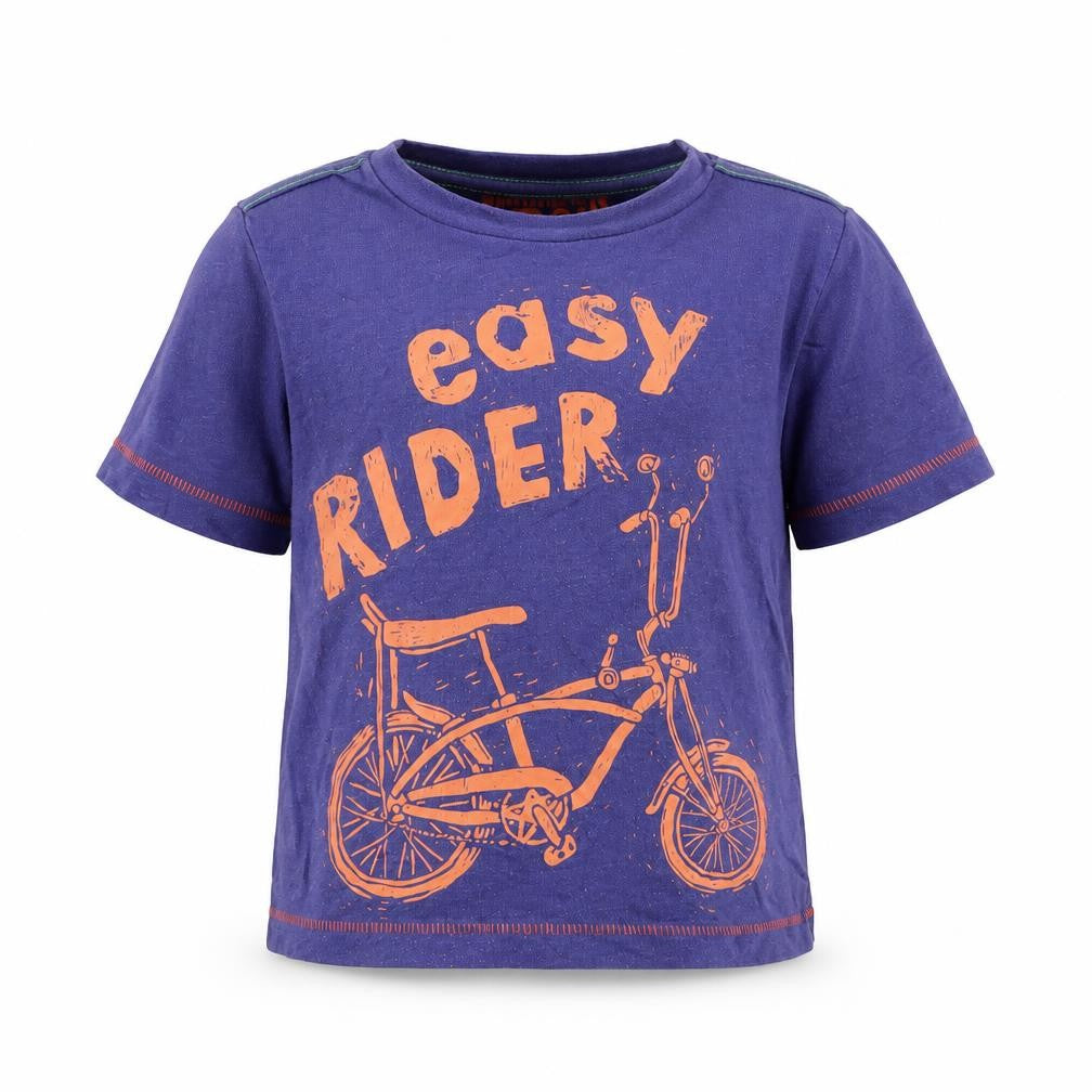 Front view of Tu boys’ blue basic t-shirt, size 2, years