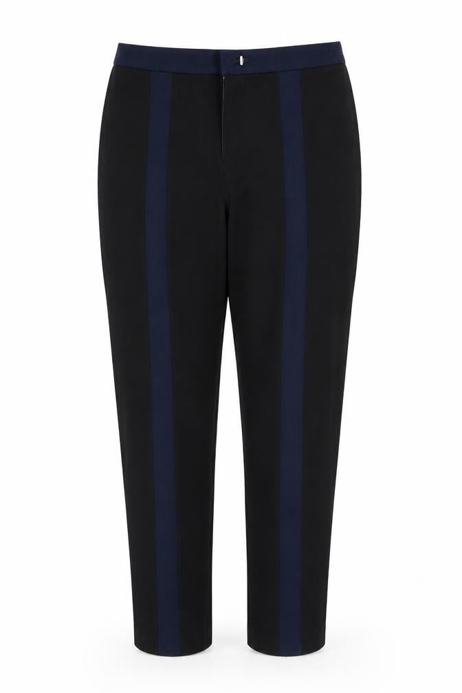 Front view of Topshop women’s black trousers, size UK 12, 28-inch leg