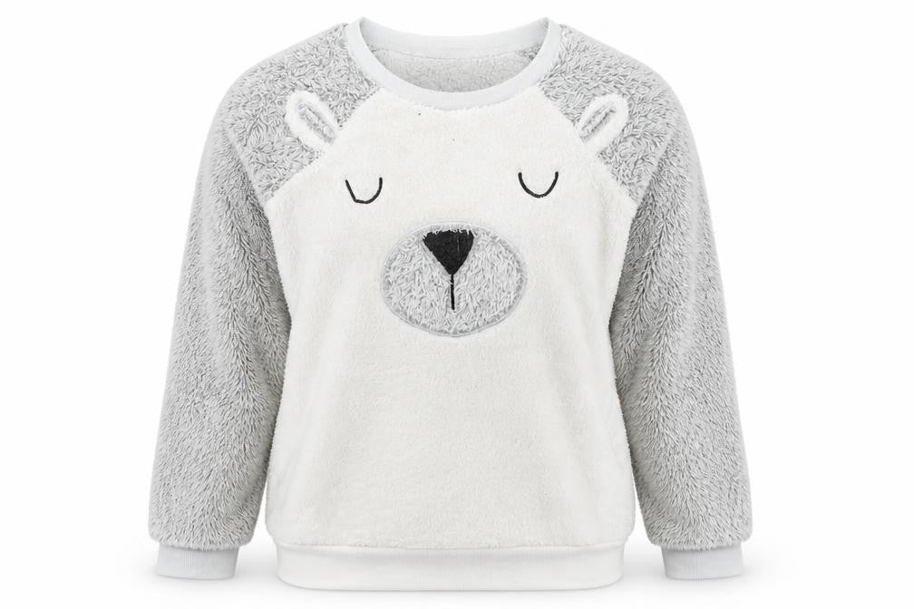 Front view of Tu women’s white jumper, size UK 8, - bear