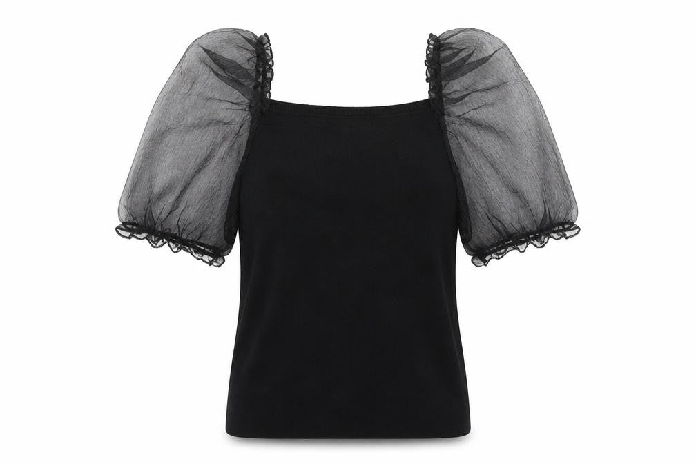 Front view of Flamant Rose women’s black basic blouse, size S