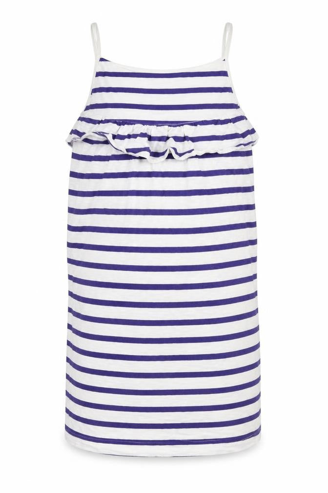 Front view of Next girls’ blue striped shift, size 7, years
