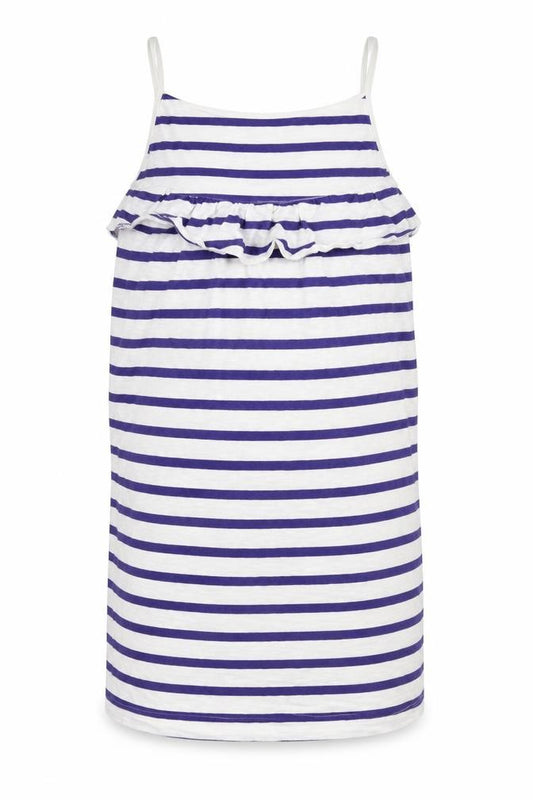 Front view of Next girls’ blue striped shift, size 7, years