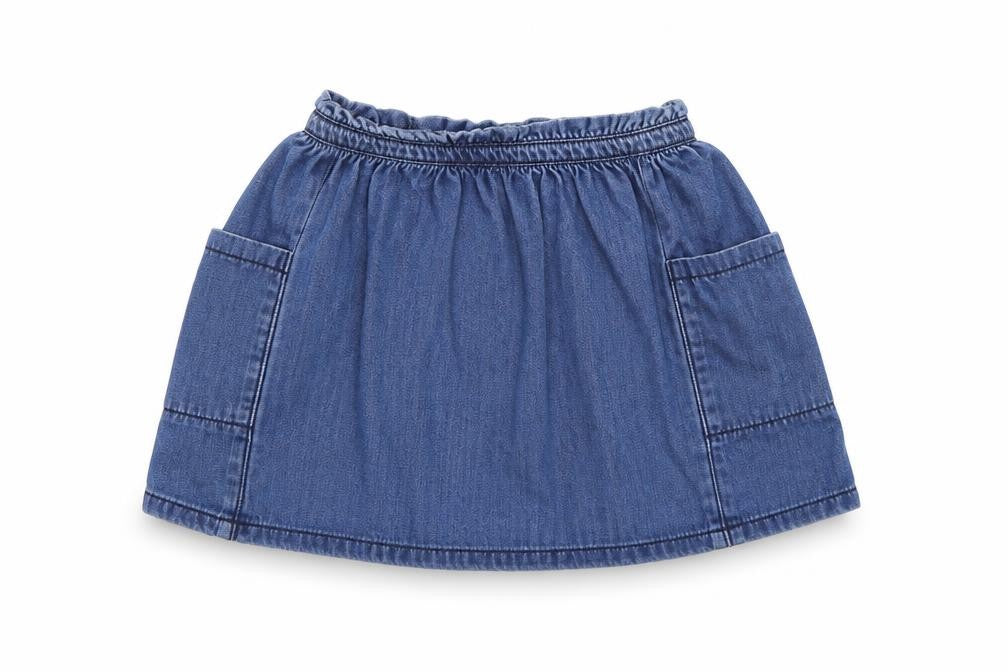 Front view of Next girls’ blue mini skirt, size 4-5, years
