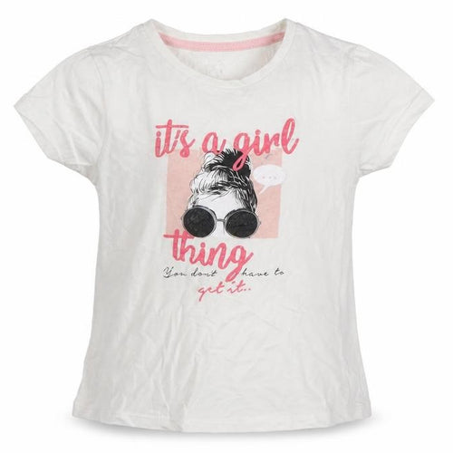 Pep&Co Girls White   Basic T-Shirt Size 7-8 Years  - Its a girl thing