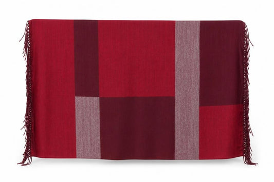 Front view of Preworn women’s red check shawl/wrap