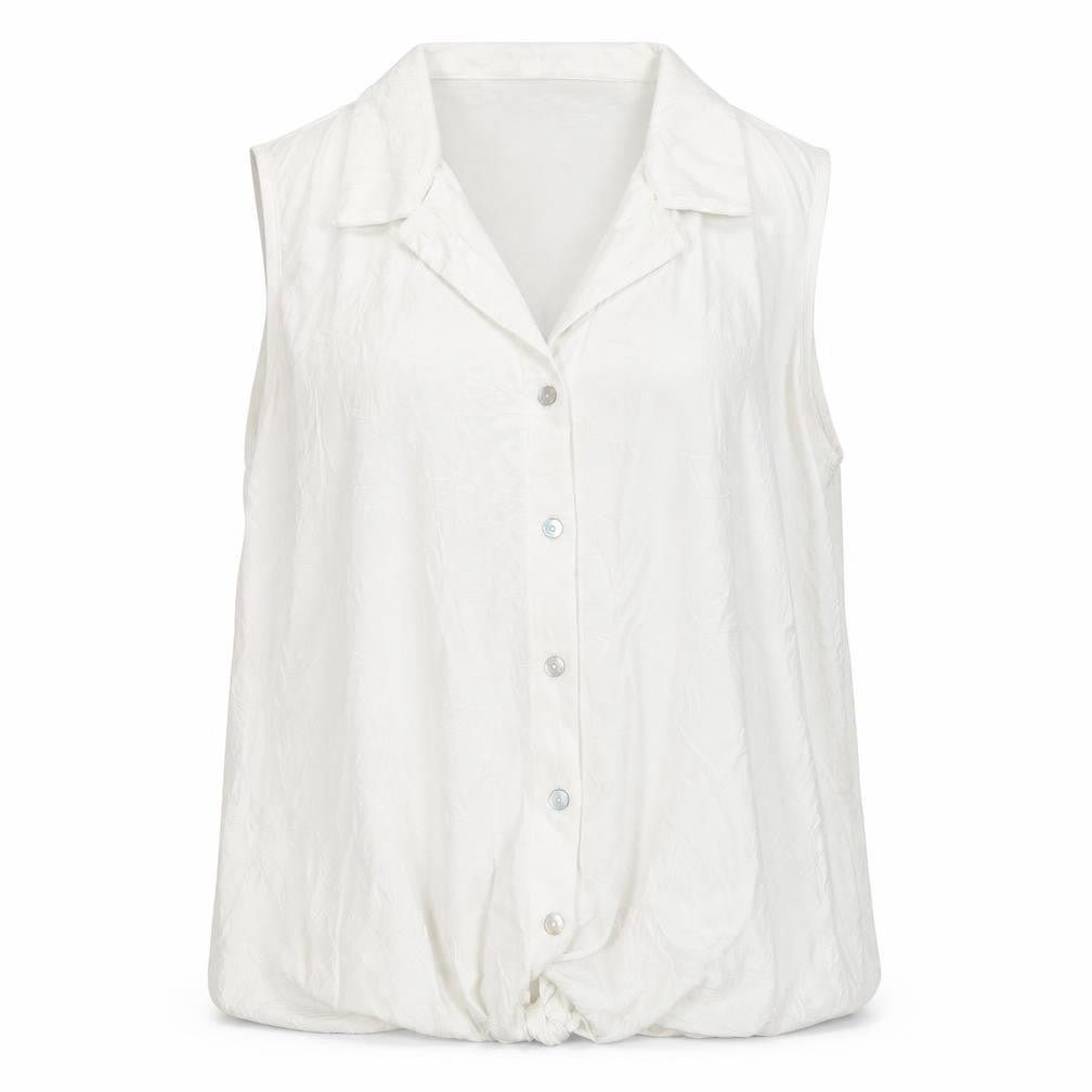 Front view of Dorothy Perkins women’s white basic button-up, size UK 10