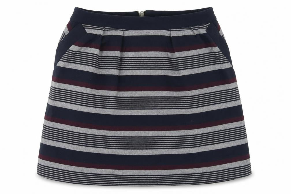 Front view of Promod women’s multicoloured striped peasant skirt, size S