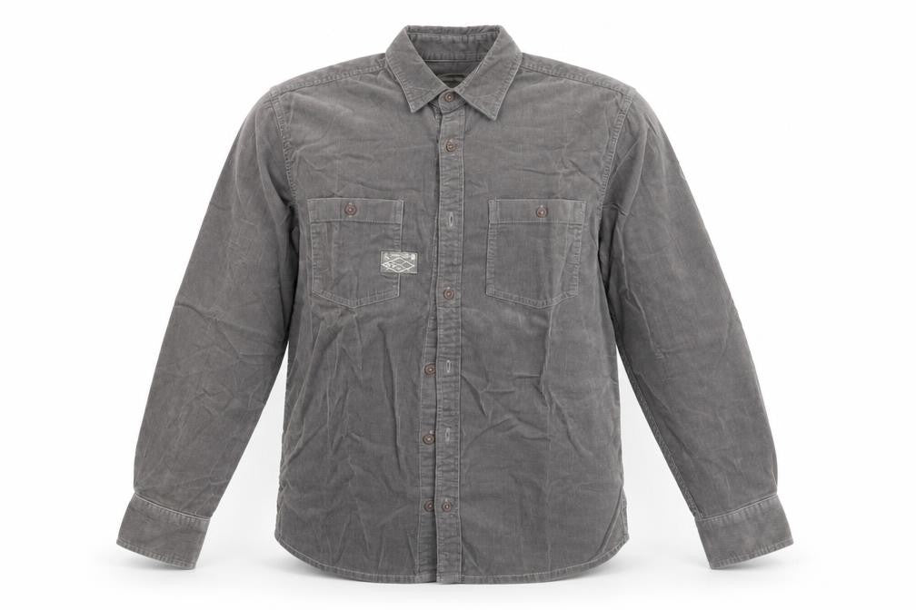 Front view of Next boys’ grey corduroy basic button-up, size M