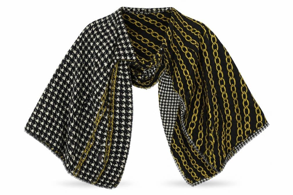 Front view of Primark women’s black fair isle shawl/wrap