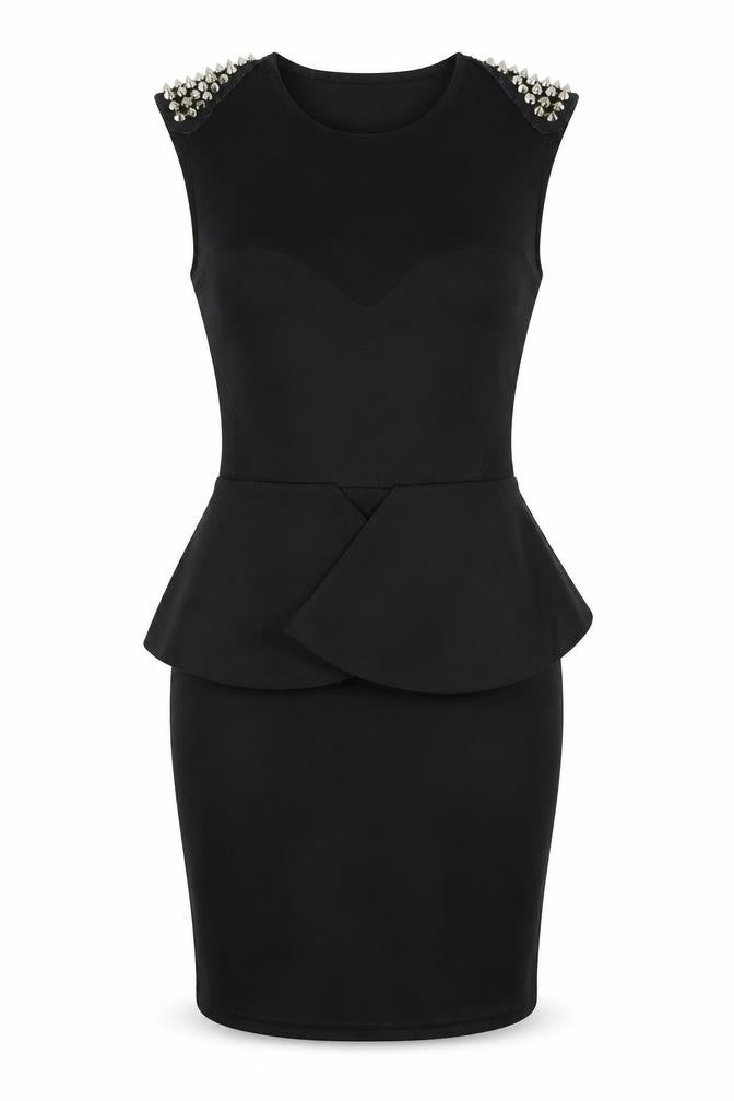 Krisp Womens Black   Pencil Dress  Size 10  - studded shoulders