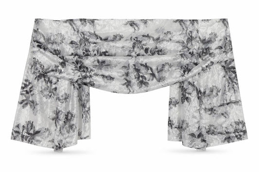 Front view of Preworn women’s grey floral shawl/wrap