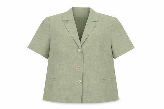 Front view of Debenhams women’s green jacket, size UK 18