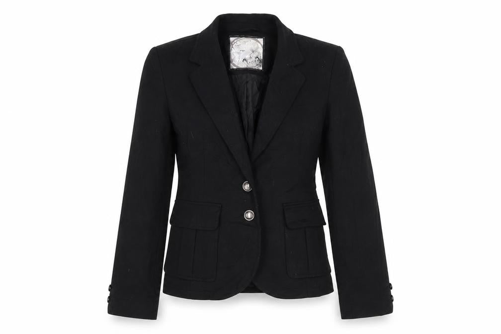 Front view of New Look women’s black jacket, size UK 12