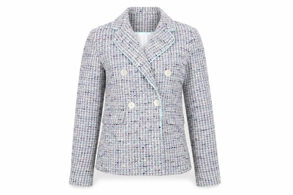 Front view of Topshop women’s white jacket, size UK 6