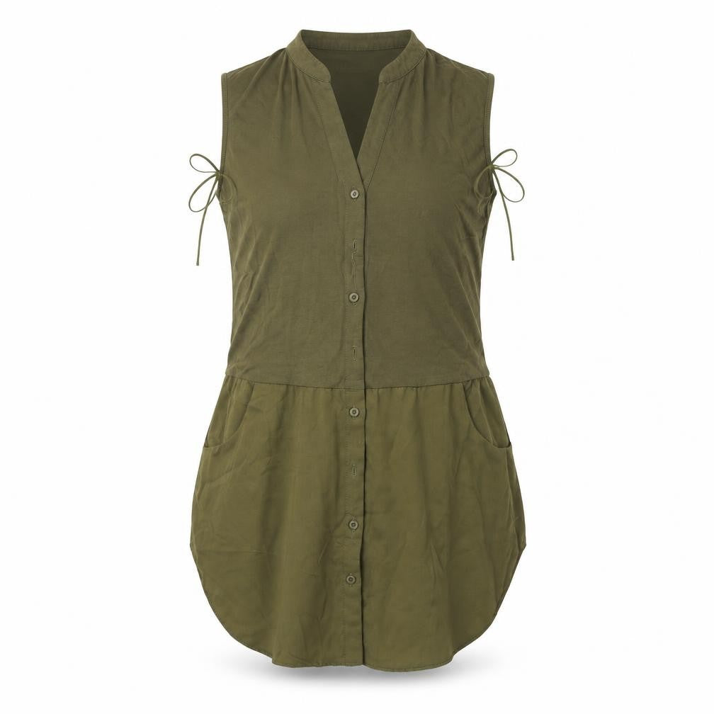Front view of Tu women’s green basic button-up, size UK 10