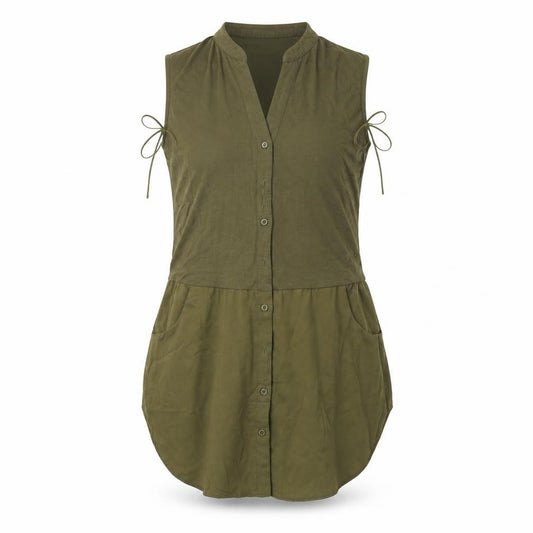 Front view of Tu women’s green basic button-up, size UK 10